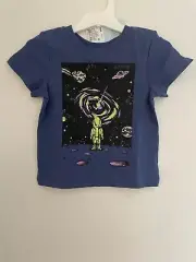 Cat & Jack Baby Boys Space Graphic Cotton Crew Neck Short Sleeve Shirt Blue 12 M