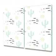 Glass Cutting Board Worktop Saver Cacti Plants with a bit of geometry 2x30x52