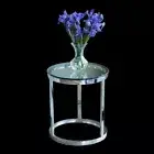 Tela Polished Stainless Steel Side Table with Clear Tempered Glass