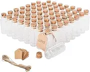 Brajttt 64PCS Cork Stoppers Glass Bottles, DIY Decoration Small Tiny Glass Jars Favors,Mini Vials Cork,10ml Storage Container for Art Crafts for Wedding Party Supplies