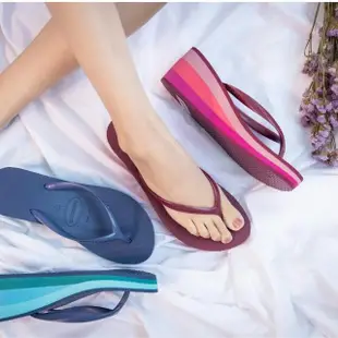 【havaianas 哈瓦仕優惠】HIGH FASHION 藍色(拖鞋 女鞋 夾腳拖 巴西 厚底拖鞋 夏天必備 露營 出遊 海灘拖)