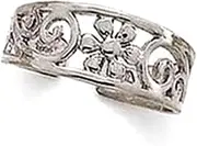 [JewelryWeb] 14k White Gold Flower Swirls toe ring-toe ring for Women