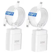USB C iPhone 16 Pro Max Charger Fast Charging, 30W 10 FT Extra Long Cable White
