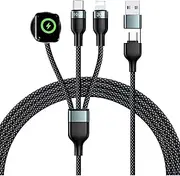 Upgraded 3 in 2 Charger Cable for Apple Watch for iPhone Watch Charger USB C Multi Fast Charging Cable Fit Compatible with iWatch Ultra/SE/10/9/8/7/6/5/4/3/2/1 & iPhone 16/15/14/13/12/11