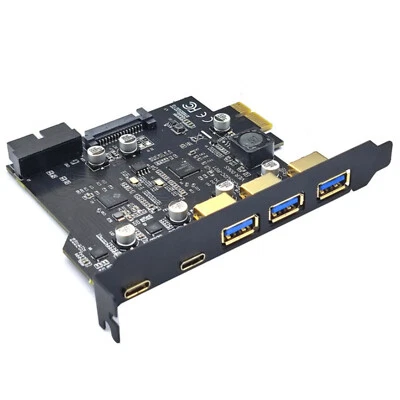 USB 3.2 GEN1 PCI-E Expansion Card 5 Port 2*Type-C 3*USB-A 19 Pin USB 3.0 5Gbps