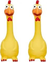2 Pcs Horse Toys Latex Rubber Chicken Reduce Separation Anxiety Screaming Chicken Toy for Horse Pet (Yellow, 19.5 * 5.72CM)