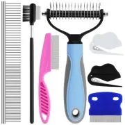 7 Pack Pets Grooming Brush Comb Kit,Double-Side Deshedding Dematting Dog Brus...