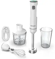 [POYOCOM] Wireless Variable Speed Hand Blender Rechargeable with Charger 500ml Chopper 600ml Jar Whisk for Smoothies Baby Food Soup White