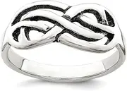 [JewelryWeb] 925 Sterling Silver Solid Polished Artisan Oxidized Antiqued Knot Ring Band Style-Ring for Women