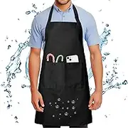 Chef Apron for Men and Women Wash Free Bib Apron with 2 Pockets Water & Oil Proof Adjustable Aprons Professional for Cooking Kitchen Gardening Painting BBQ