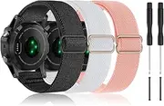 Bolesi 3 Pack Compatible with Fenix 5S Bands Easy Fit 20mm Stretchy Nylon Watch Straps Sport Bands for Fenix 5S / Fenix 5S Plus D2 Delta S Smartwatch Women Men