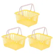 Mini Shopping Baskets with Handles Small Tiny Baskets, 3Pcs, Yellow