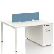 2-Seater Office Table w/ Divider Computer Desk Storage Cabinet Lockable Drawer