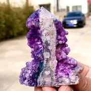 137G Natural grape agate obelisk quartz crystal tower for healing