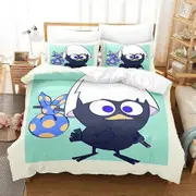 v1858 Bed Sheets Anime Cute Calimero Bedding Set Duvet Cover Bed Set Quilt Cover Pillowcase Comforter king Queen Size Boys Adult Bedding Set 3-Piece B