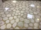 Resin Coffee Table Top for Home Decor White Agate with Golden Foil Outdoor Table