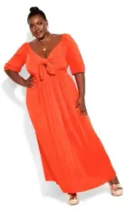NWT City Chic Villa Capri Maxi Dress XL 22 Coral NEW