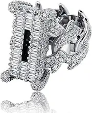 [TUSRORSU] Bling Punky Rapper Luxury Fashion Rings for Men 14K Gold Plated Shiny Iced out Hip Hop Cubic Zirconia Men Engagement Rings