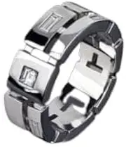 [HEARTS AND YOU] 1ct Asscher Baguette Moissanite Eternity Unique Wedding Band White Gold Plated