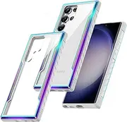 [ELEPIK] Iridescent Series for Samsung Galaxy S23 Ultra Case, Heavy Duty Shockproof [Military Grade Drop Protection] Clear Back Slim Case Phone Cover 5G 6.8 inches - Iridescent