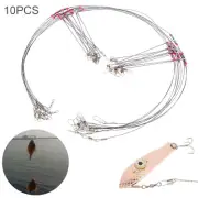10pcs Top Bottom Rig Stainless Steel Wire Trace Leader w/ Snap Swivel: 2 Arms