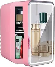 8 L Mini Fridge for Skincare Portable Cosmetic Refrigerator with Hot and Cold Setting Makeup Beauty Fridge Glass Panel + LED Lighting for Makeup and Skin Care Dual-Use Family Car Fridge (Color : Pink