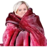 Laura Hill Mink Blanket Double Sided 600GSM Queen Size Soft Plush Bed Faux Throw Rug 220 X 240cm Red