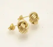 Italian Love Knot Rosetta Stud Earrings with Push Back Post Real 14K Yellow Gold