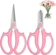 2Pcs Garden Scissors Flower Shears, Stainless Steel Pruning Shears with 2 Differ