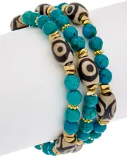 Rachel Reinhardt Set of 3 14K Plated Gemstone Stretch Bracelet