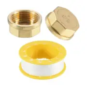 2pcs Pipe Fitting Caps G1" Female Thread Outer Flange with 9.5M Sealant Tape