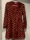 Kirundo Dress Women S Long Sleeve V-Neck Red Gold Polka Dot Tiered Sheer Lined