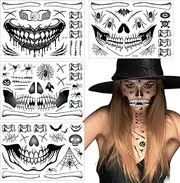 Scary Mouth Face Sticker - Halloween Zombie Makeup Scary Mouth Scars Fake Wound Stitches,Waterproof Sticker, Halloween Masquerade Prank Makeup Props for Parties, Carnivals, Zombie Cosplay