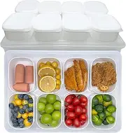 TeTeBak Food Storage Containers with Lids Airtight - 8PCS Removable Individual BPA-Free Plastic Food Containers for Pantry Organization and Storage, Salad Dressing and Condiment Containers