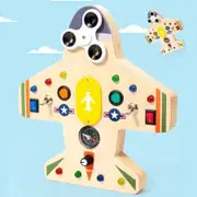 Montessori Busy Board for Kids – Wooden Educational Toy with Lights, Switches, Compass, Relay, Spinner – Sensory Board – Motor Skills Learning Activities