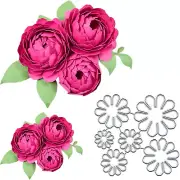 6/Pcs Peony Flower Metal Die Cuts for Card Making Spring Flower Leaf Card Cuttin