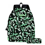 Minecraft Backpack Creeper Kids School Bag Casual Travel Bag & Pencil Case