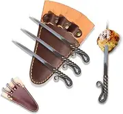 Hand Forged Medieval Food Pricker Set of 3 PCS, Medieval BBQ Skewers, Carbon Steel Viking Skewers for Appetizers, Medieval Fork Set, Medieval Cutlery Set