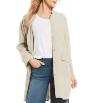 NWT $238 Eileen Fisher Organic Linen Mandarin Collar Jacket Size L