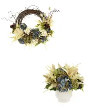 Creative Displays Contemporary Hydrangea Fall Wreath & Floral Arrangement Bundle