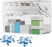 Large Medicine Organizer Box - Double Layer Pill Box, Clear Medical Case with Handle | Portable Storage Solution for Travel , pron