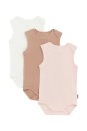 [Bonds] Bonds Newbies Essentials Rib Singletsuit 3 Pack Size: Newborn Newborn Multicolor