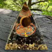 Orgonite Pyramid Tiger Eye Sphere Obsidian Gemstone Orgone Reiki Energy Healing
