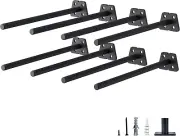 8 Pack 10 Inch Hidden Floating Shelf Bracket Black Powder Coated Solid Steel