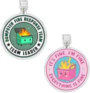 Set 2Pcs Dumpster Fire Response Team, It's Fine, I'm Fine, Everything Fine Kindle Charms Dust Plug Charm 1.5 Inches Motivational Positivity Mental Introvert Humorous Lightning/Type C Acrylic Material
