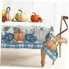 Thanksgiving Tablecloth Oval Fall Tablecloth 72" x 54" (Oval) Blue Pumpkin