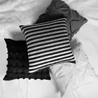 Black White Grey Cushion Cover Jacquard Striped Pintuck Decorative Cushion Cover