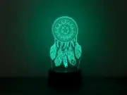 LED Dream catcher Mandala Tapestry 3D Acrylic 7 Colour Night Light Touch Lamp