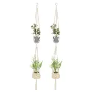 2-Pack Macrame Plant Hanger 65" Basket Holder with 2 Net for Indoor Plants White