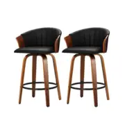 Set Of 2 Bar Stools Kitchen Wooden Chair Swivel Chairs Leather